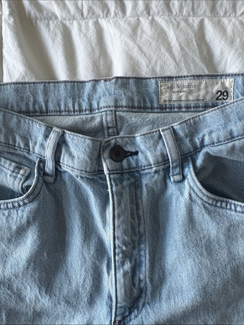 rag & bone Pale Blue Mattie Mid-Rise Full Length Denim Jeans